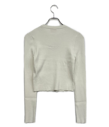 美品 DIESEL ニット Dロゴエンブレムリブカットソー ホワイト レディース SIZE M ディーゼル