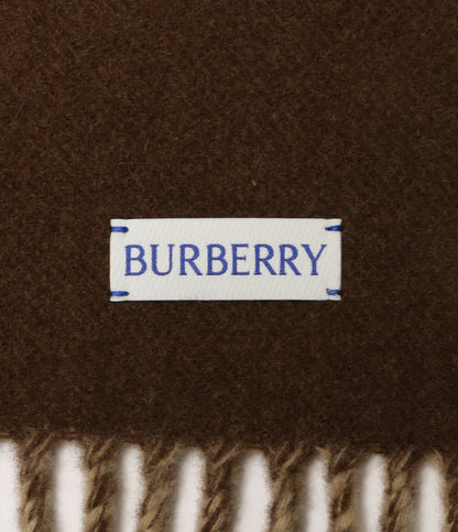 美品 BURBERRY ウール混スカーフ B SHIELD JACQUARD SCARF ベージュ×ダークブラウン レディース バーバリー