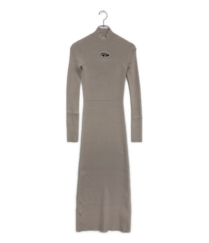 美品 DIESEL Dロゴエンブレムニットリブワンピース 長袖 レディース SIZE S ディーゼル