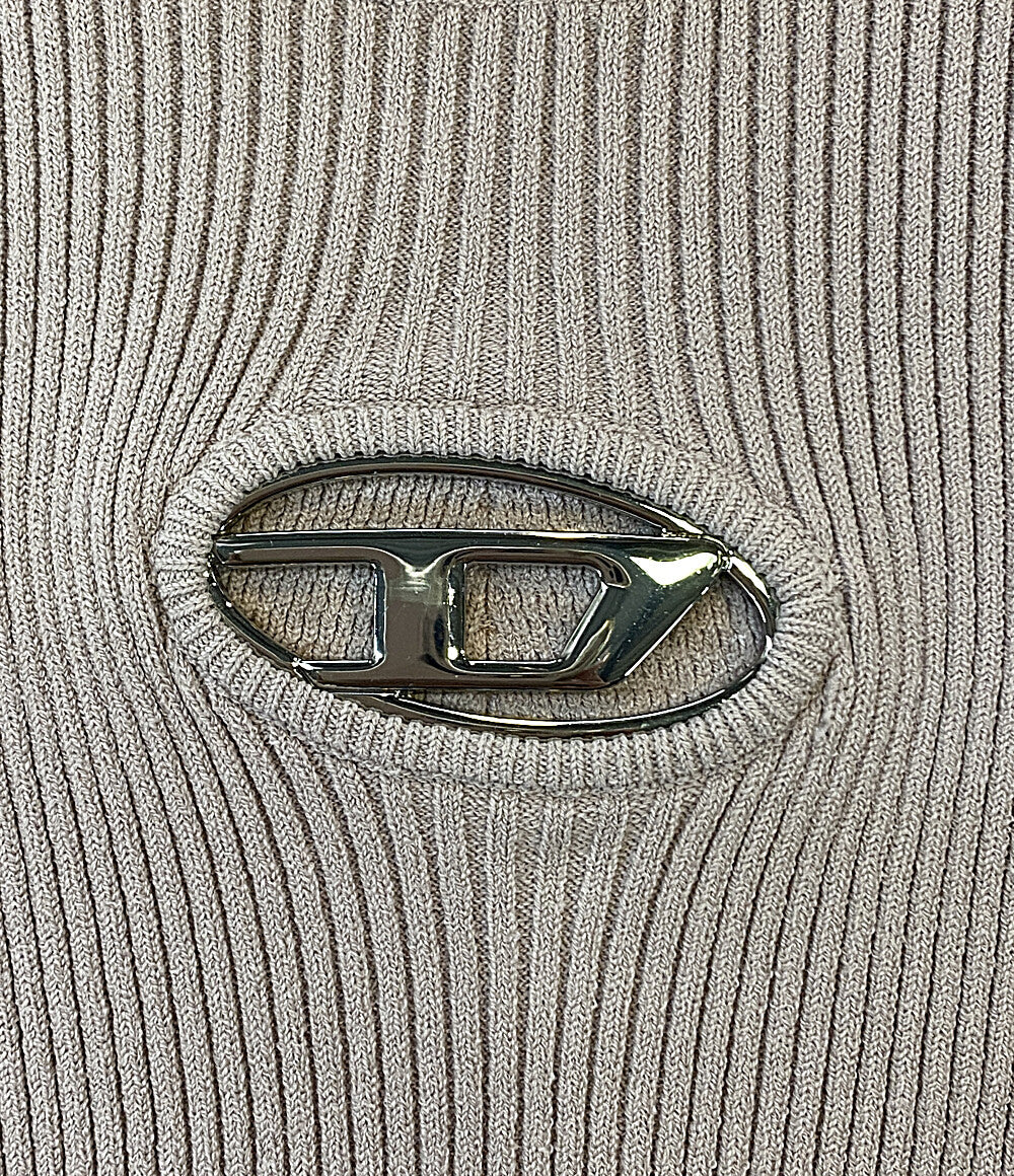 美品 DIESEL Dロゴエンブレムニットリブワンピース 長袖 レディース SIZE S ディーゼル