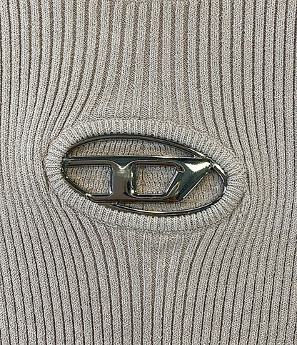 美品 DIESEL Dロゴエンブレムニットリブワンピース 長袖 レディース SIZE S ディーゼル