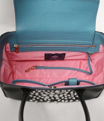 A.D.M.J. ハンドバッグ マドモワゼル ビジュー ブラック レディース エーディーエムジェイ