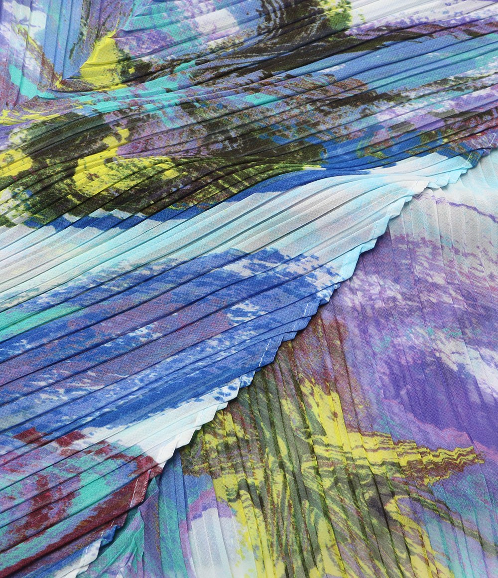 美品 PLEATS PLEASE 大判ストール ブルー系 PP62-AD371 レディース プリーツプリーズ