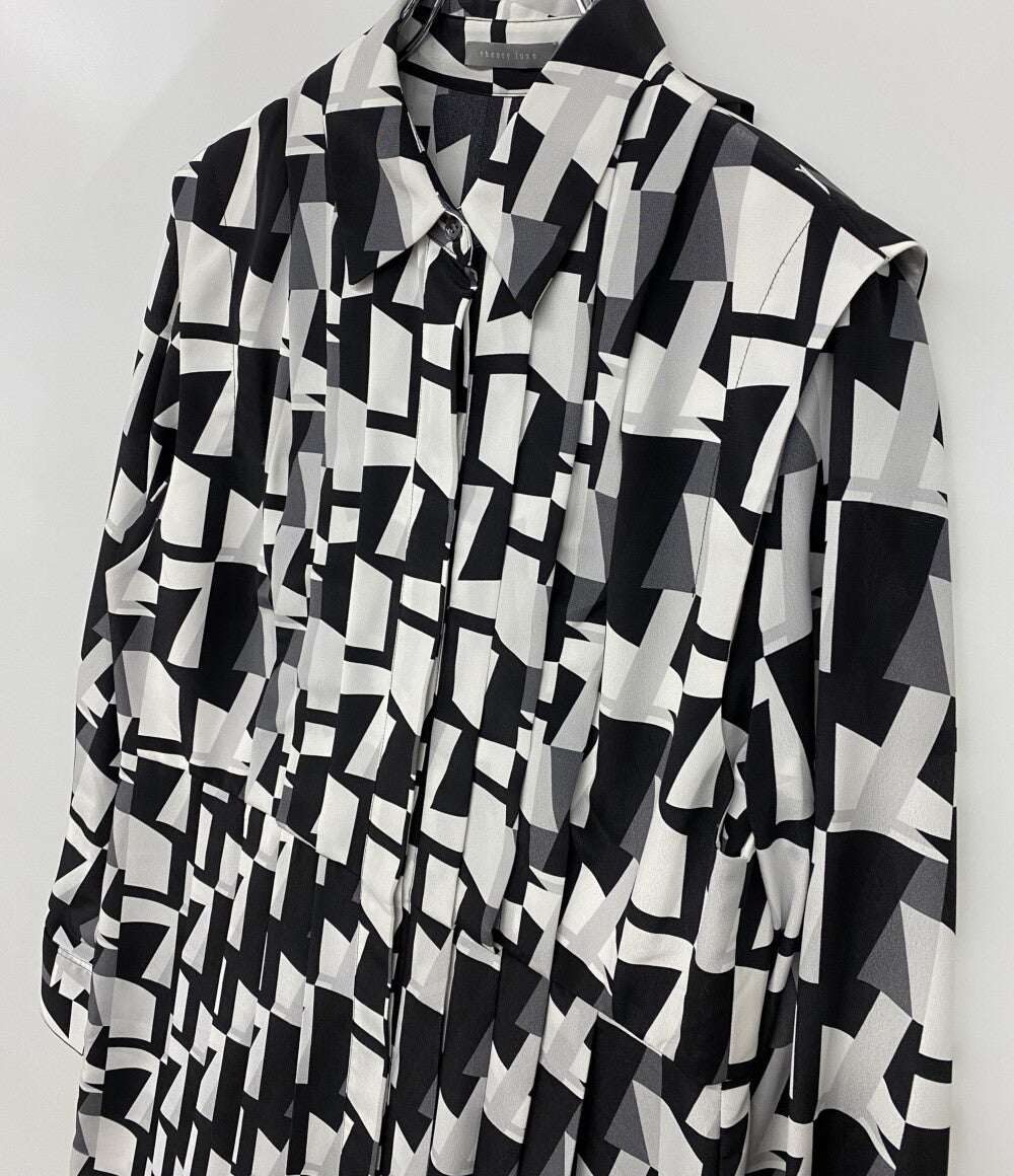 theory luxe 長袖ワンピース 総柄 インナードレス付き レディース SIZE 38 セオリーリュクス