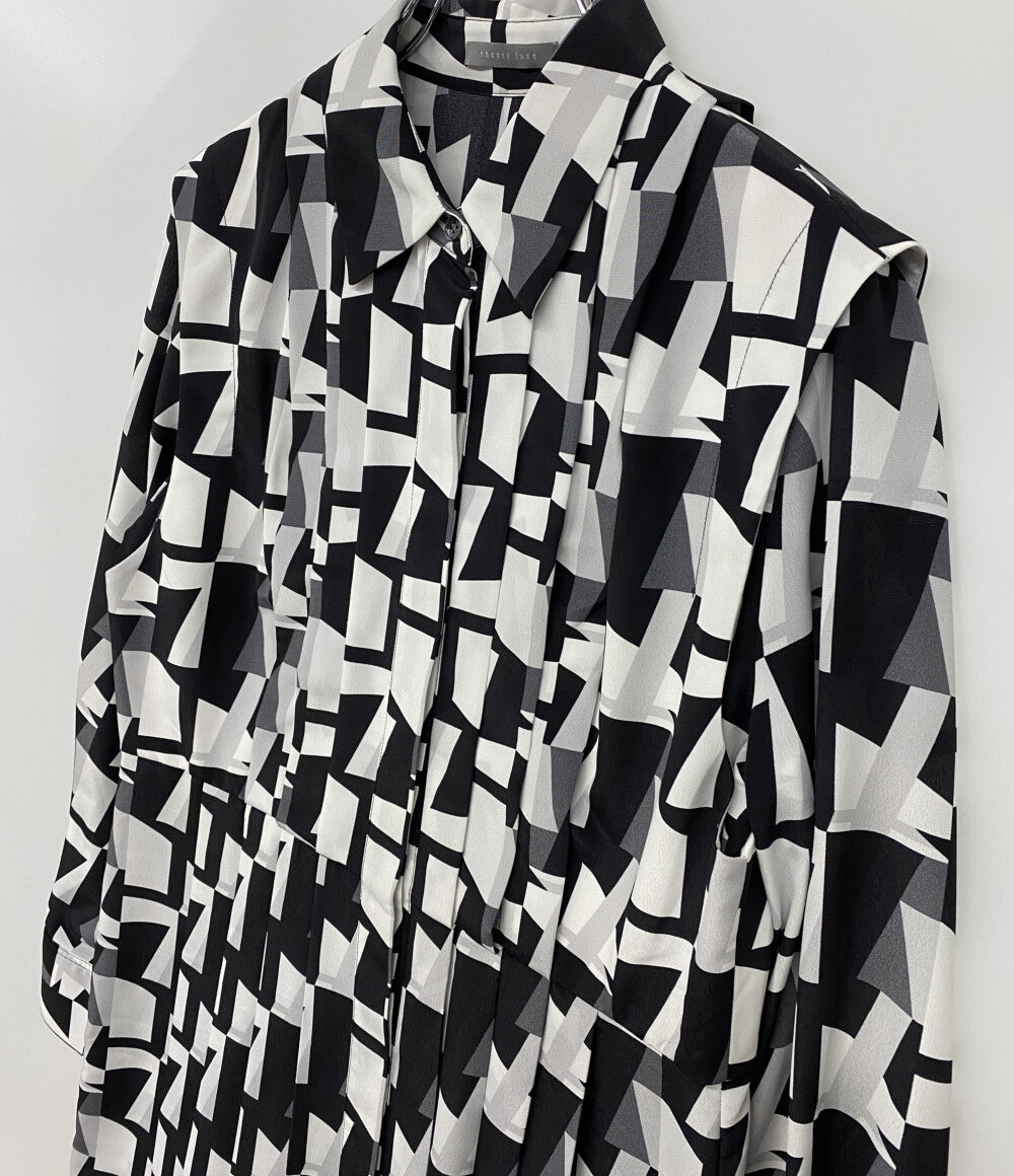 theory luxe 長袖ワンピース 総柄 インナードレス付き レディース SIZE 38 セオリーリュクス