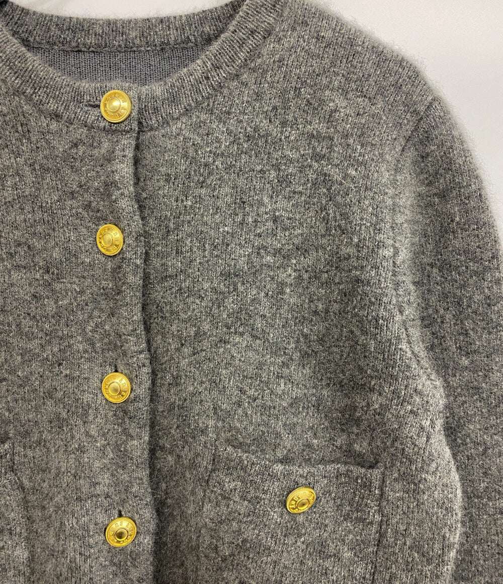 anuans アニュアンス ラクーンブレンドノーカラーニットジャケット レディース SIZE F