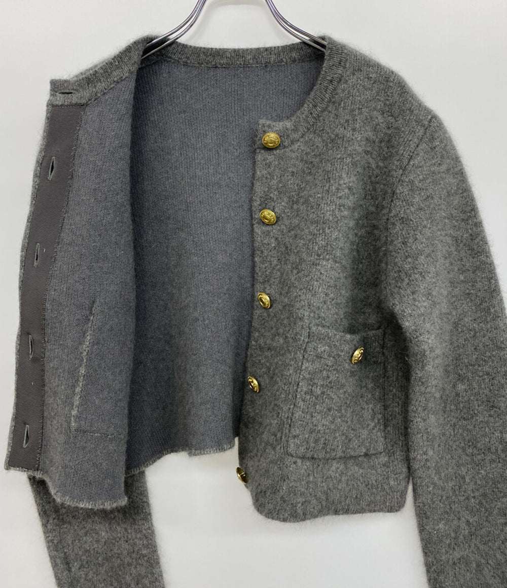 anuans アニュアンス ラクーンブレンドノーカラーニットジャケット レディース SIZE F