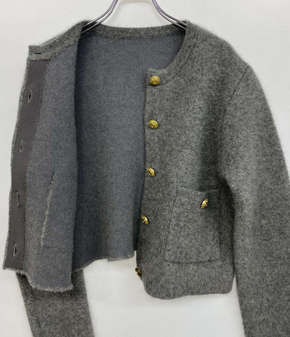 anuans アニュアンス ラクーンブレンドノーカラーニットジャケット レディース SIZE F