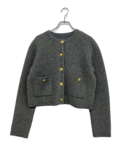 anuans アニュアンス ラクーンブレンドノーカラーニットジャケット レディース SIZE F