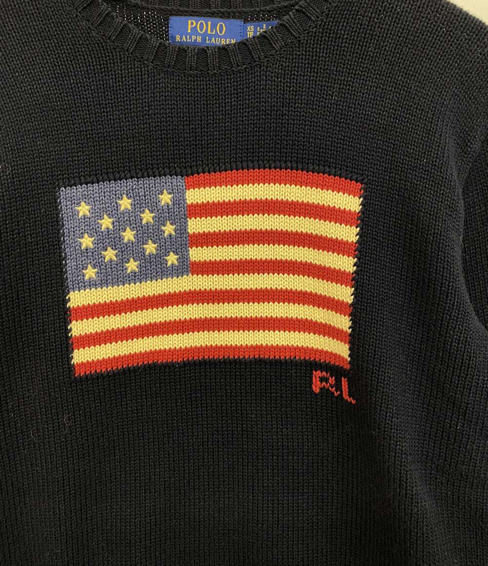 POLO RALPH LAUREN 長袖ニット 星条旗 ネイビー メンズ SIZE XS ポロ