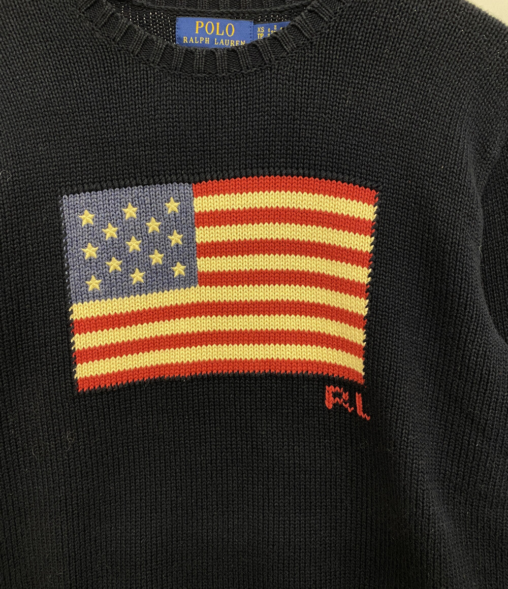 POLO RALPH LAUREN 長袖ニット 星条旗 ネイビー メンズ SIZE XS ポロ・ラルフローレン