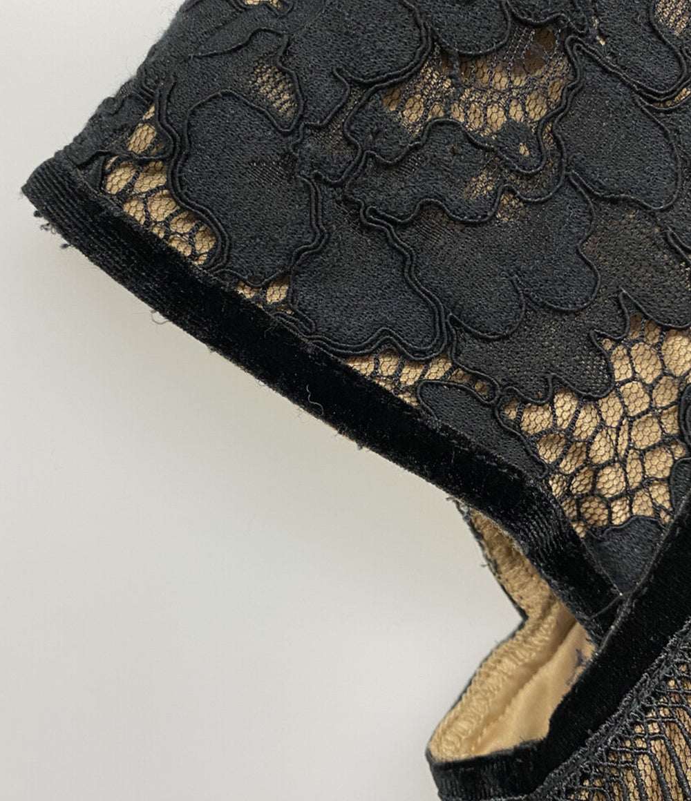 TADASHI SHOJI フレンチスリーブワンピース 切替 フロッキー レディース SIZE ２ タダシショージ