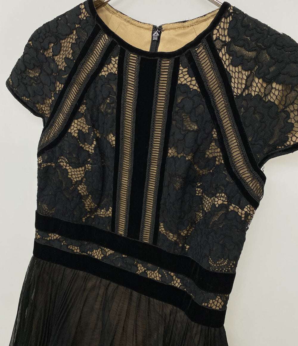 TADASHI SHOJI フレンチスリーブワンピース 切替 フロッキー レディース SIZE ２ タダシショージ