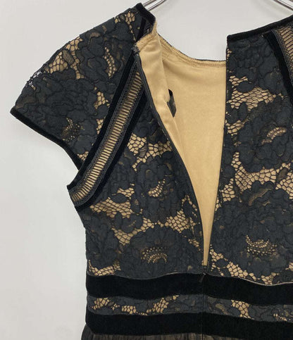 TADASHI SHOJI フレンチスリーブワンピース 切替 フロッキー レディース SIZE ２ タダシショージ