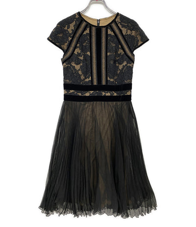 TADASHI SHOJI フレンチスリーブワンピース 切替 フロッキー レディース SIZE ２ タダシショージ