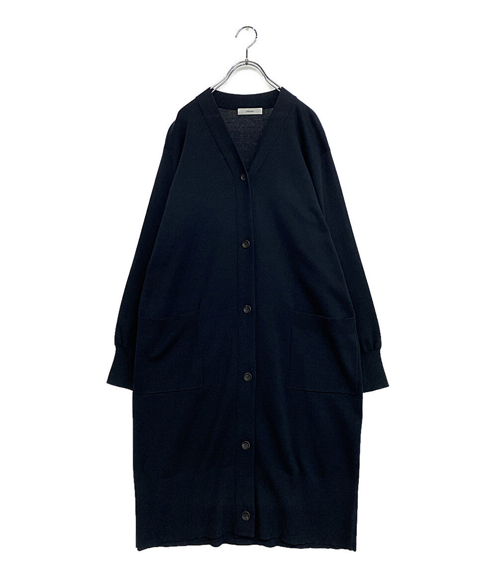 美品 ebure エブール ロングカーディガン 25年 ネイビー コットンシルク 4110800275 レディース SIZE 38