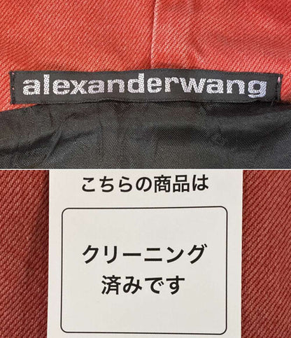 ALEXANDER WANG パーカー デニムジップアップフーディ レッド レディース SIZE XS アレキサンダーワン