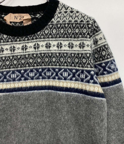 N°21 長袖ニット グレー ノルディック柄 レディース SIZE 40 ヌメロ ヴェントゥーノ