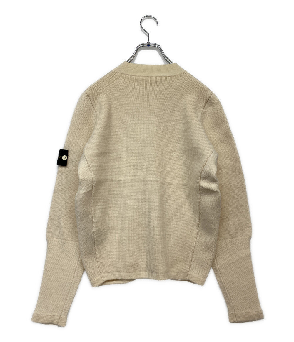 STONE  ホワイト フルジップ ニット M STONE ISLAND ニット ホワイト メンズ SIZE M ストーンアイランド