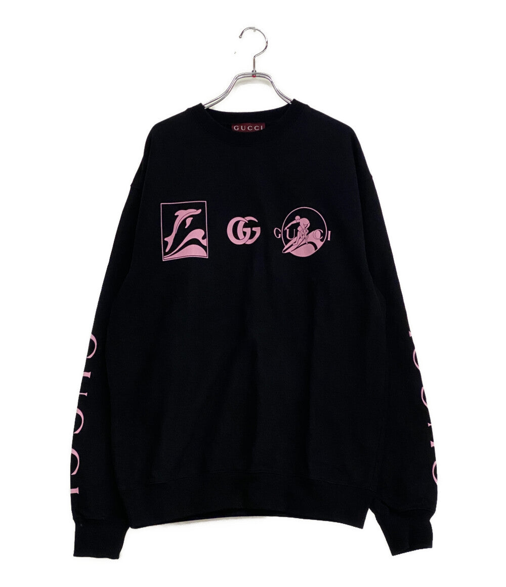 GUCCI スウェット ブラック ピンクロゴ 25SS メンズ SIZE S グッチ