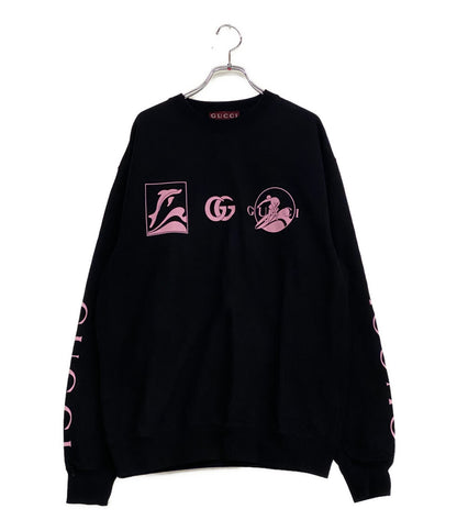 GUCCI スウェット ブラック ピンクロゴ 25SS メンズ SIZE S グッチ