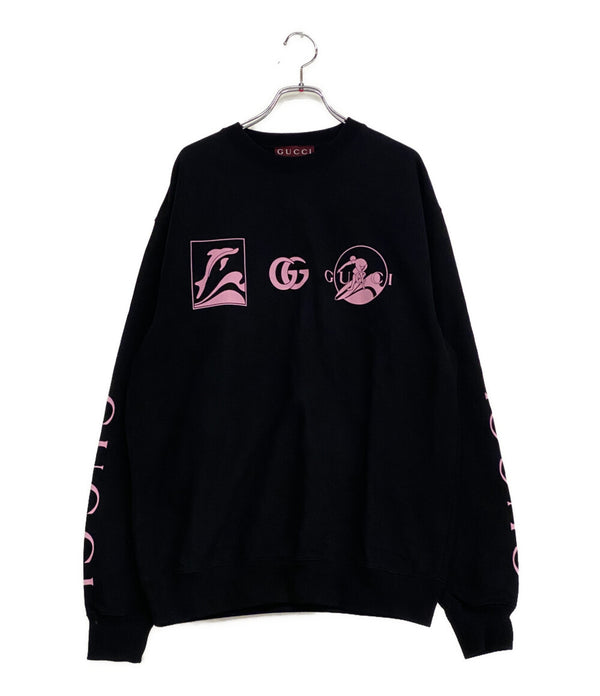 GUCCI スウェット ブラック ピンクロゴ 25SS メンズ SIZE S グッチ