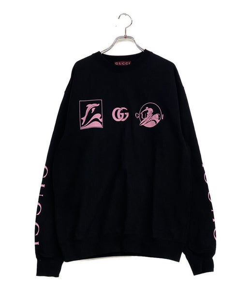 GUCCI スウェット ブラック ピンクロゴ 25SS メンズ SIZE S グッチ