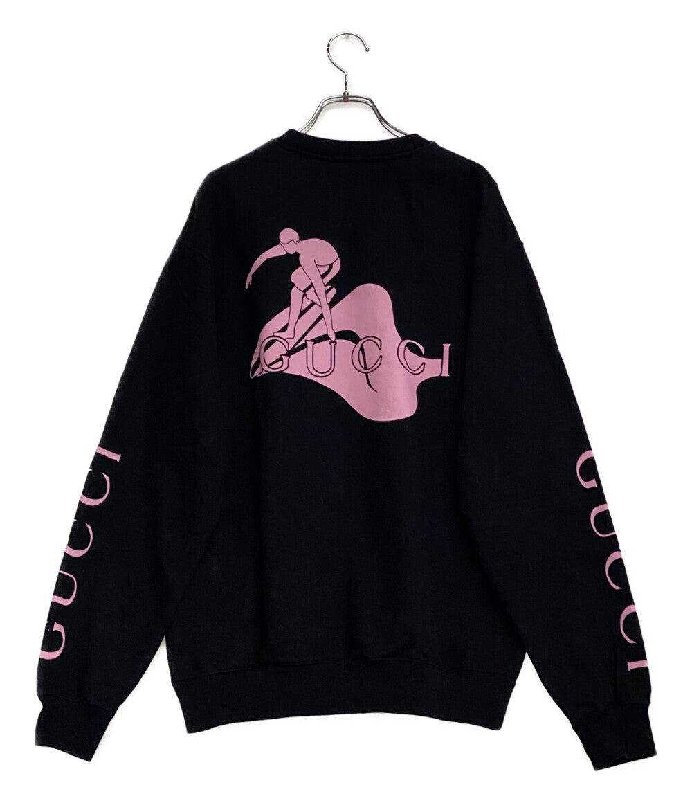 GUCCI スウェット ブラック ピンクロゴ 25SS メンズ SIZE S グッチ