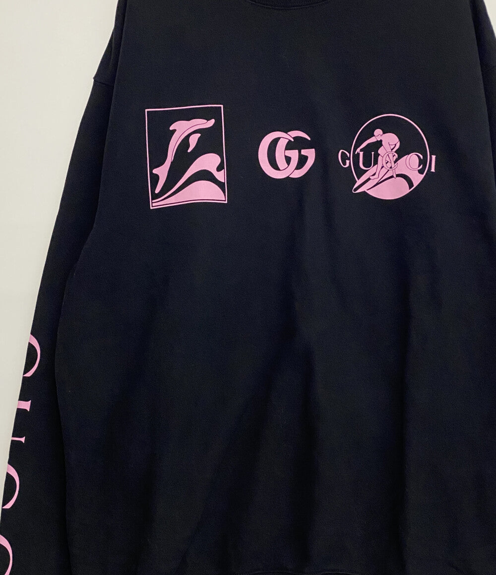GUCCI スウェット ブラック ピンクロゴ 25SS メンズ SIZE S グッチ