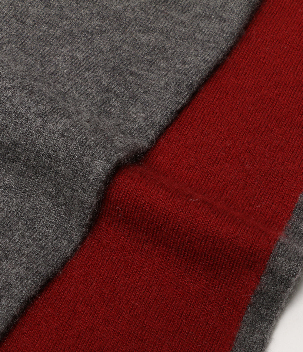 HERMES カシミヤ マフラー グレー×レッド レディース エルメス