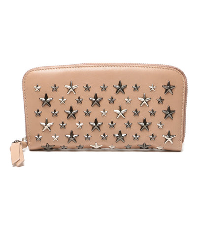 美品 JIMMY CHOO スタースタッズ長財布 ピンクベージュ レディース ジミーチュウ