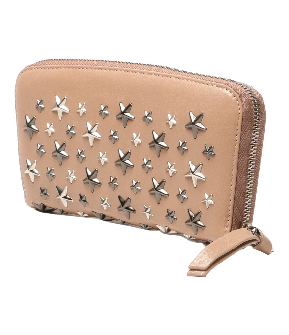 美品 JIMMY CHOO スタースタッズ長財布 ピンクベージュ レディース