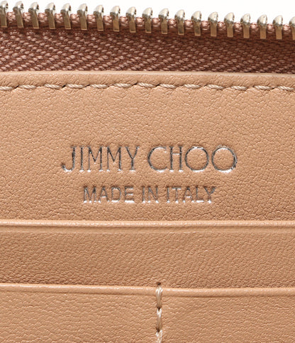 美品 JIMMY CHOO スタースタッズ長財布 ピンクベージュ レディース ジミーチュウ