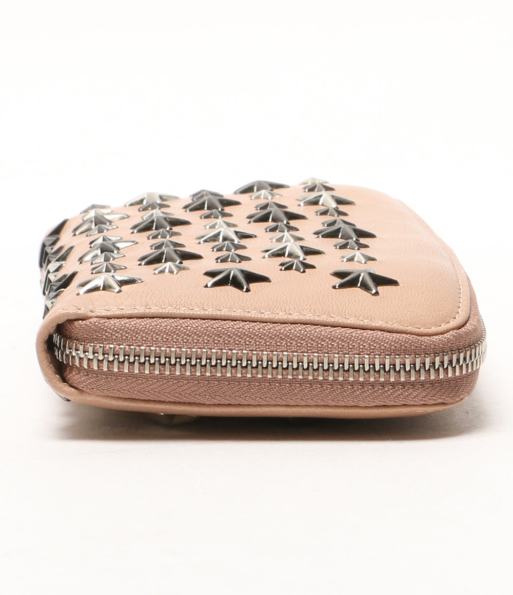 美品 JIMMY CHOO スタースタッズ長財布 ピンクベージュ レディース ジミーチュウ
