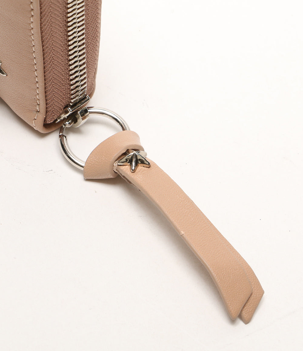 美品 JIMMY CHOO スタースタッズ長財布 ピンクベージュ レディース ジミーチュウ