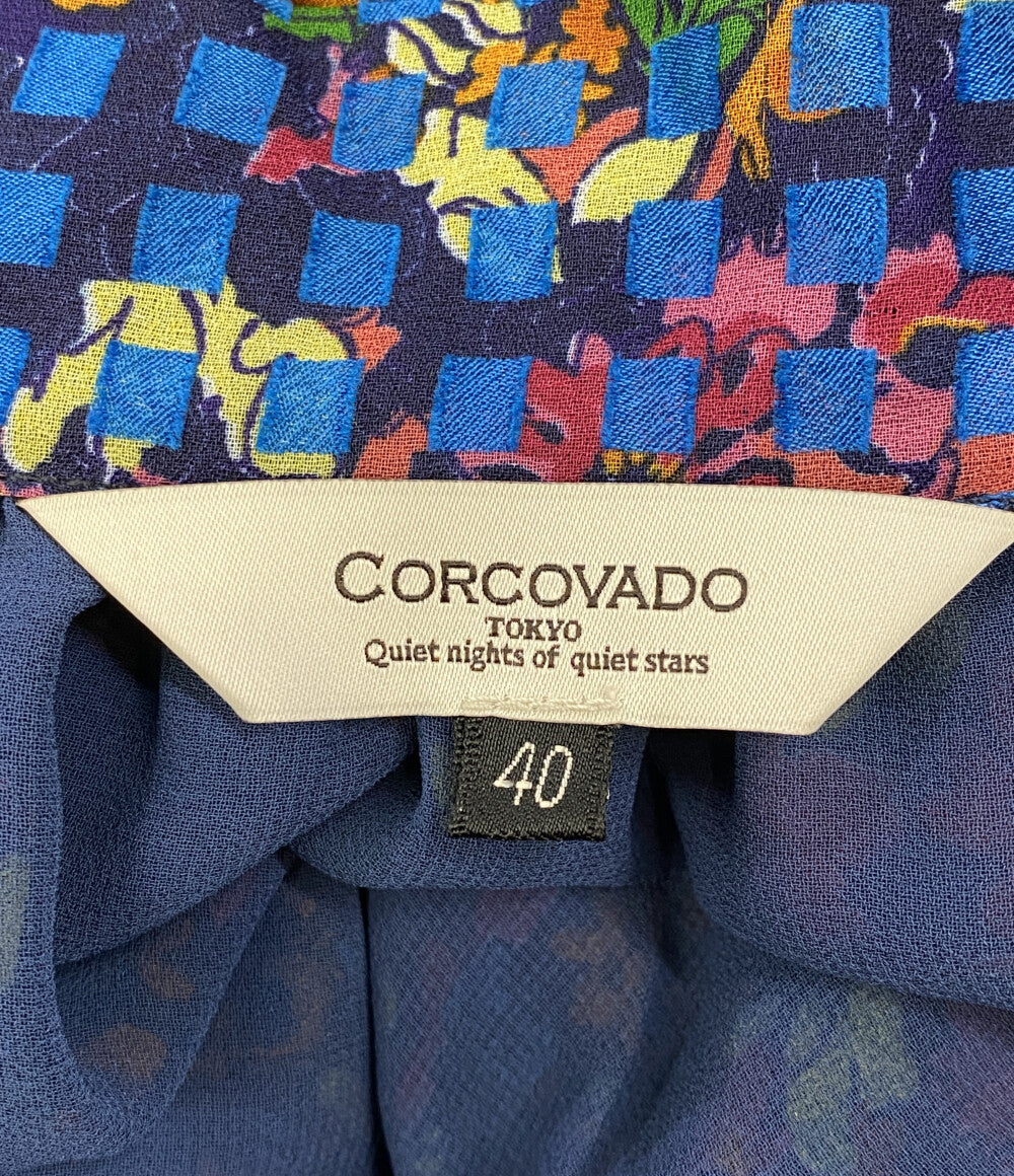 美品 CORCOVARD コルコバード フレンチスリーブワンピース 総柄 レディース SIZE 40