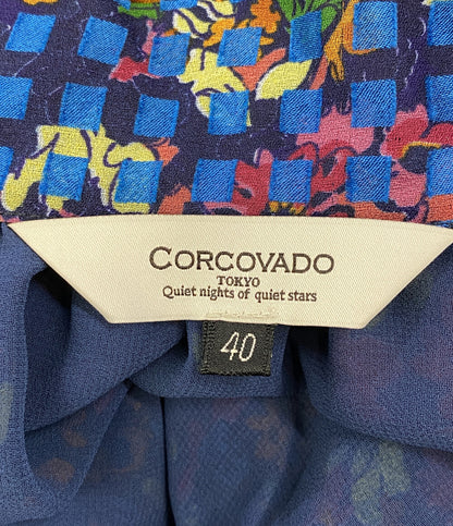 美品 CORCOVARD コルコバード フレンチスリーブワンピース 総柄 レディース SIZE 40