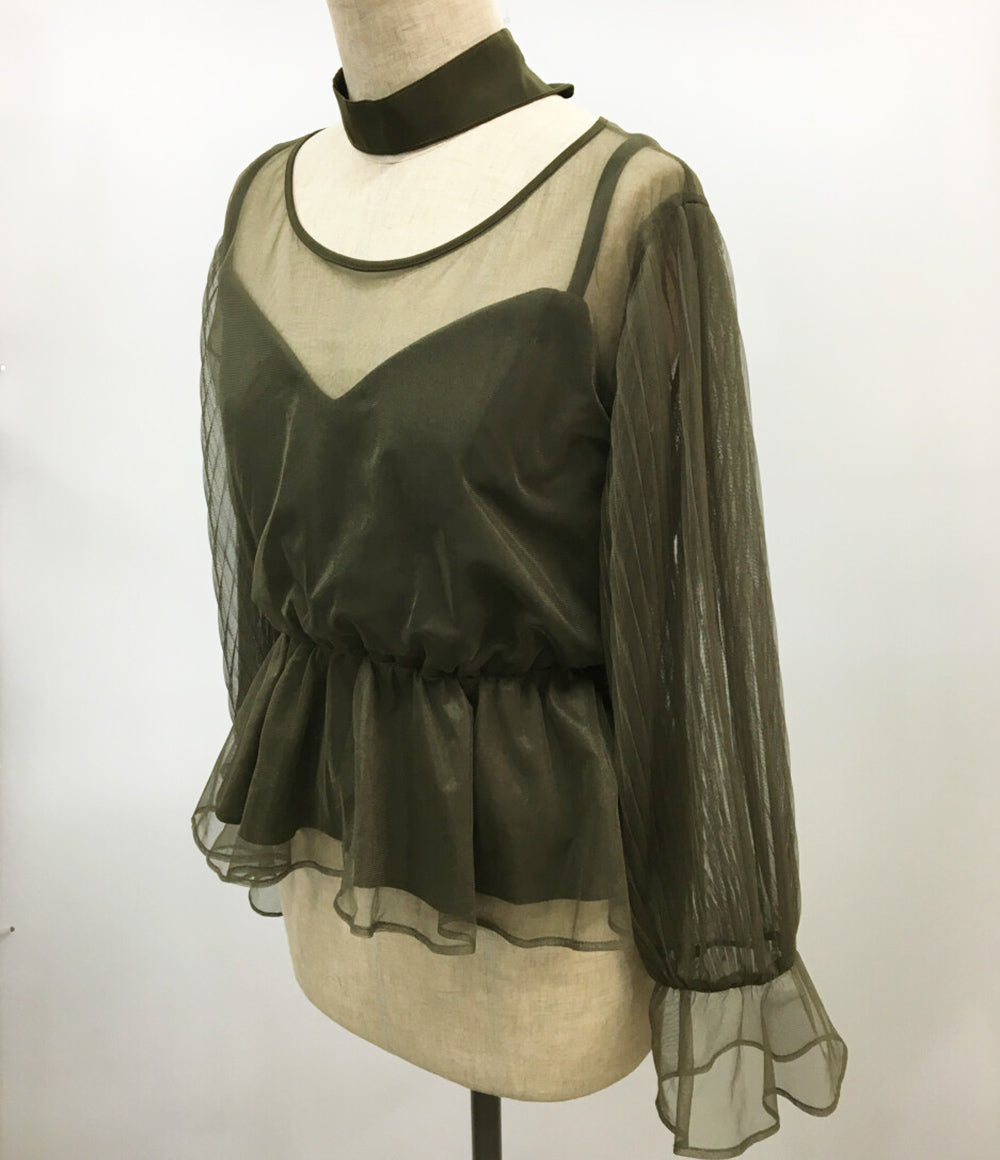 AMERI カットソー チョーカーシアートップス カーキ 0181420080 レディース SIZE - アメリ