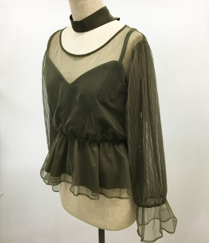 AMERI カットソー チョーカーシアートップス カーキ 0181420080 レディース SIZE - アメリ