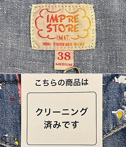 IMPRE STORE インプレストア デニムジャケット ブルー系 ペンキ風装飾 メンズ SIZE 38