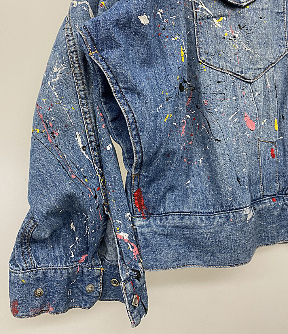 IMPRE STORE インプレストア デニムジャケット ブルー系 ペンキ風装飾 メンズ SIZE 38
