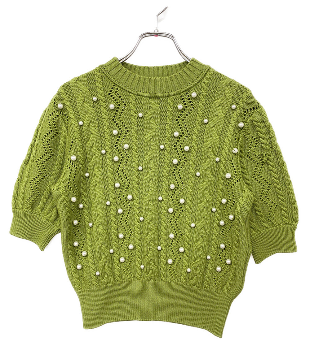 Rene ルネ ニット 6942910 パール付 ライトグリーン レディース SIZE 34