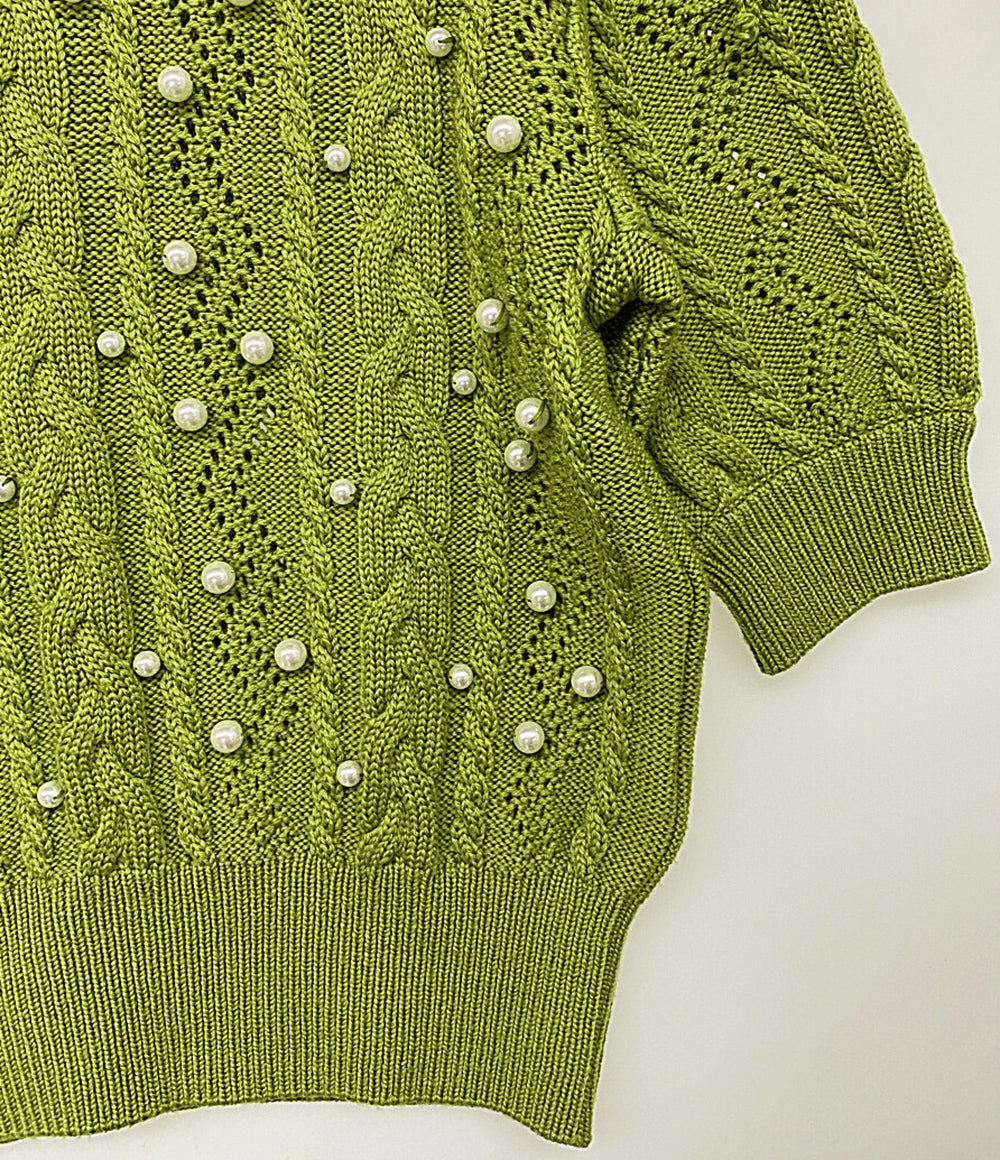 Rene ルネ ニット 6942910 パール付 ライトグリーン レディース SIZE 34