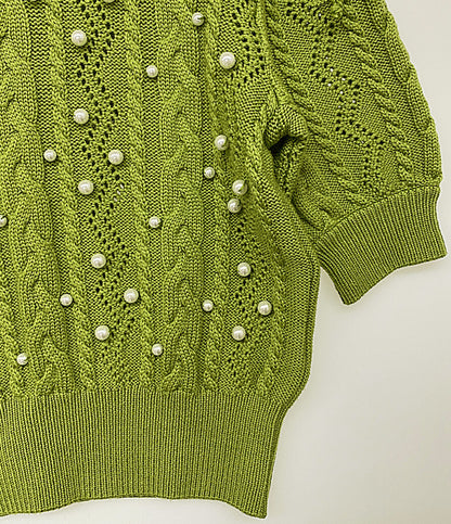 Rene ルネ ニット 6942910 パール付 ライトグリーン レディース SIZE 34