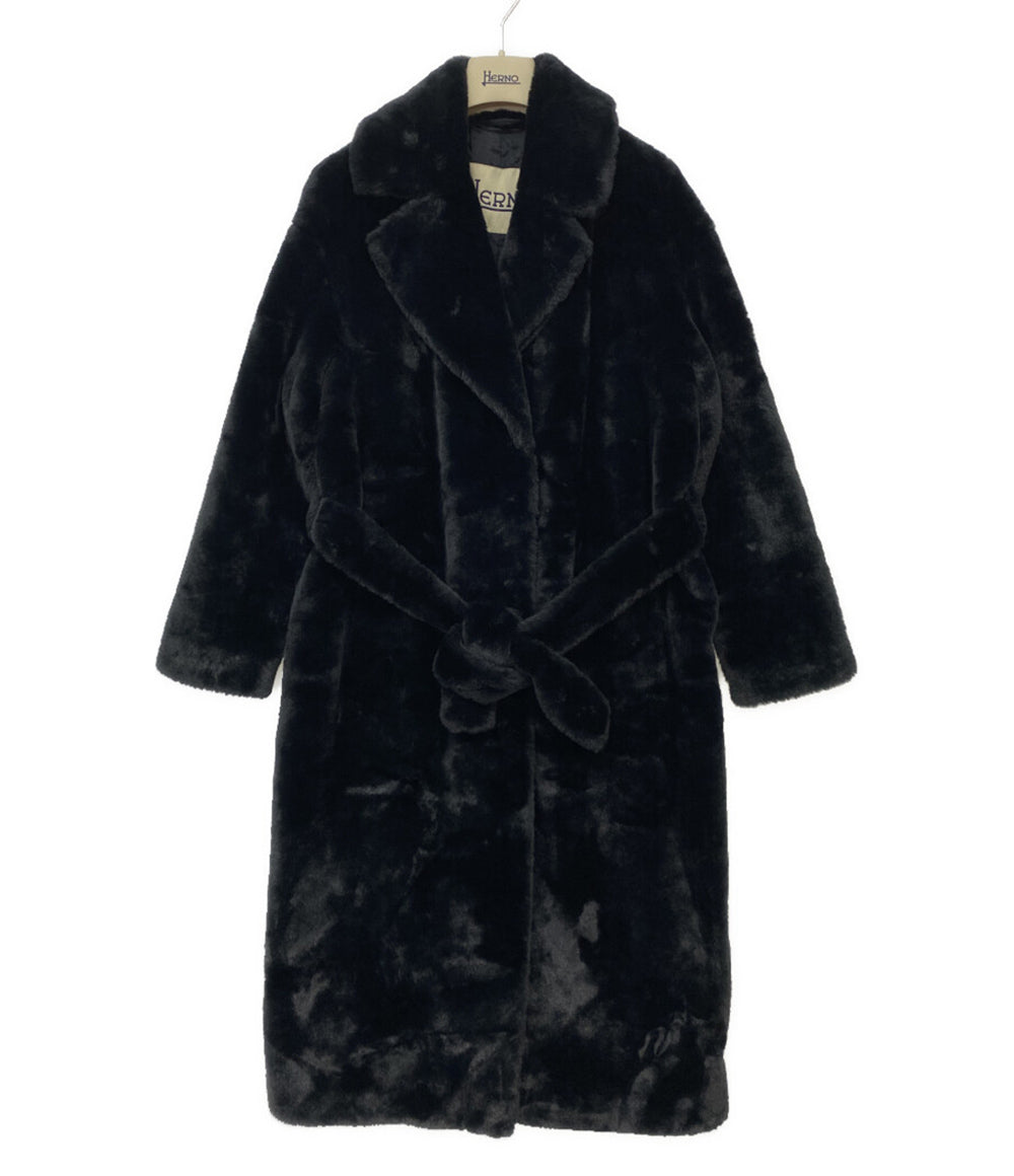 HERNO コート フェイクファー ブラック レディース SIZE 40 ヘルノ