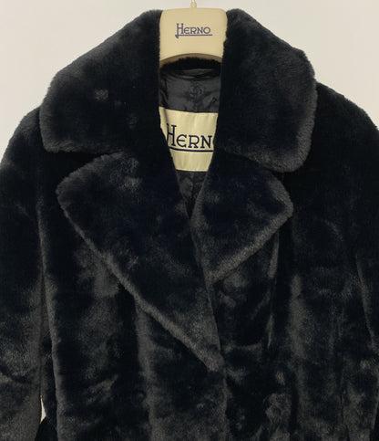 HERNO コート フェイクファー ブラック レディース SIZE 40 ヘルノ