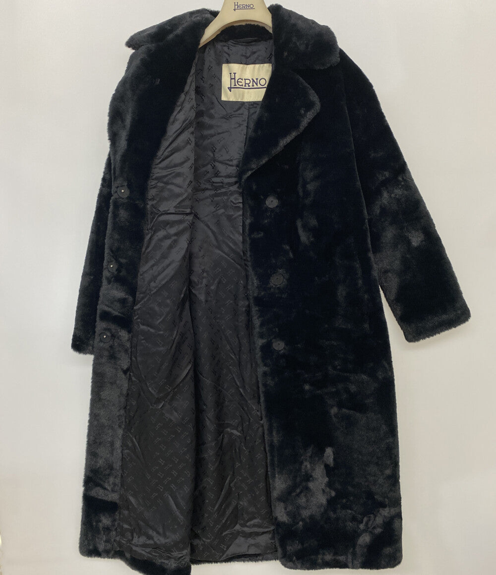 HERNO コート フェイクファー ブラック レディース SIZE 40 ヘルノ