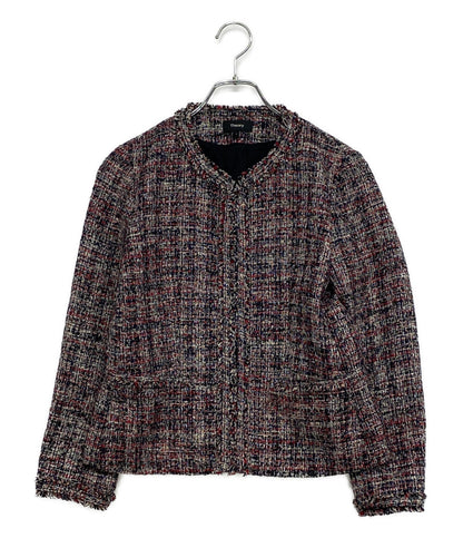 美品 theory ノーカラーツイードジャケット 01-0104107-894-702 レディース SIZE 2 セオリー