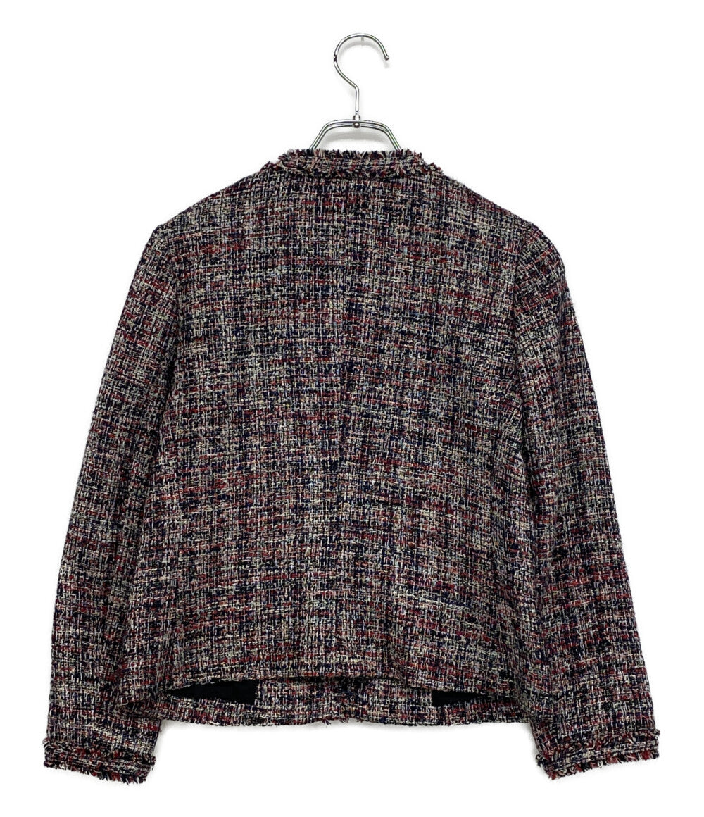 美品 theory ノーカラーツイードジャケット 01-0104107-894-702 レディース SIZE 2 セオリー