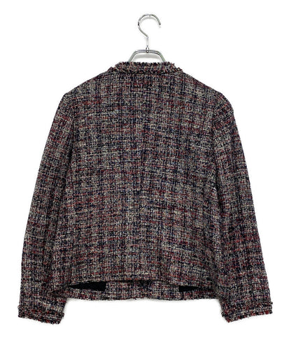 美品 theory ノーカラーツイードジャケット 01-0104107-894-702 レディース SIZE 2 セオリー